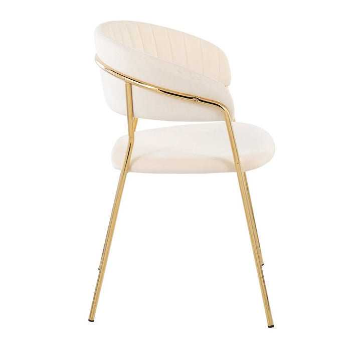 LumiSource Tania Chair, Set of 2 in Gold Metal/Cream Velvet