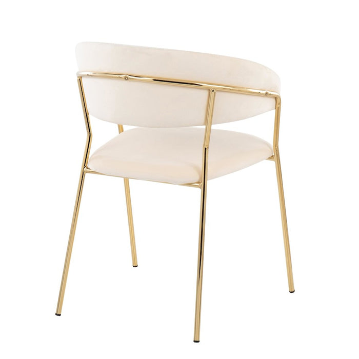 LumiSource Tania Chair, Set of 2 in Gold Metal/Cream Velvet