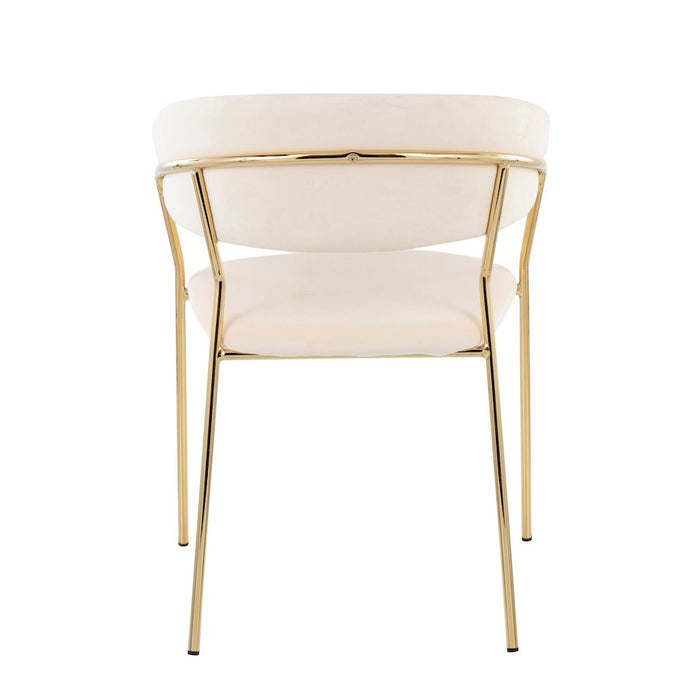 LumiSource Tania Chair, Set of 2 in Gold Metal/Cream Velvet