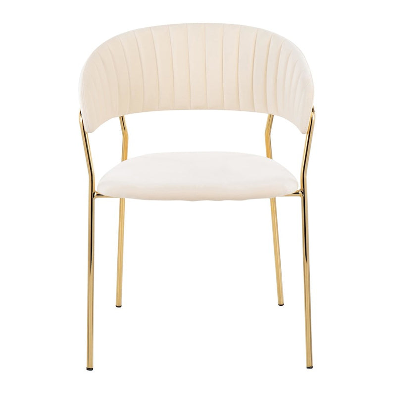 LumiSource Tania Chair, Set of 2 in Gold Metal/Cream Velvet