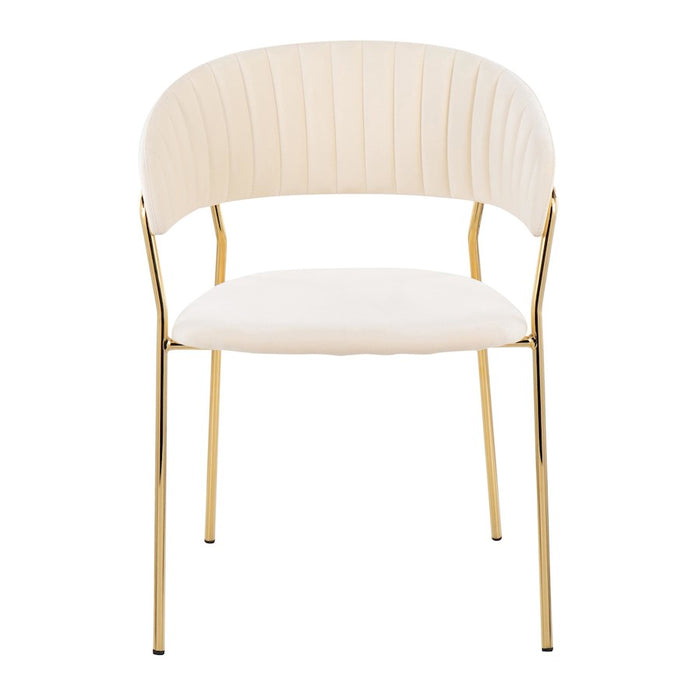 LumiSource Tania Chair, Set of 2 in Gold Metal/Cream Velvet