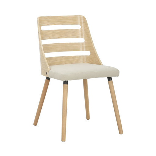 LumiSource Trevi Chair in Natural Wood/Cream Fabric - CH-TREVINACR