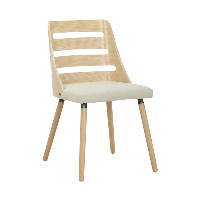 LumiSource Trevi Chair in Natural Wood/Cream Fabric - CH-TREVINACR
