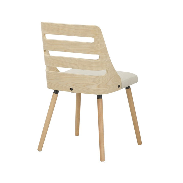 LumiSource Trevi Chair in Natural Wood/Cream Fabric