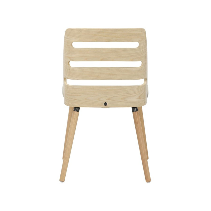 LumiSource Trevi Chair | Mid-Century Natural Wood and Cream Fabric Ladder Back | Dining Room & Living Room Accent Seating | Model CH-TREVINACR