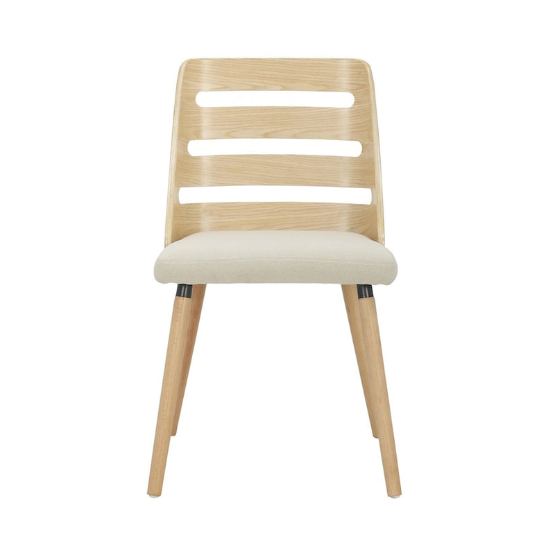 LumiSource Trevi Chair in Natural Wood/Cream Fabric