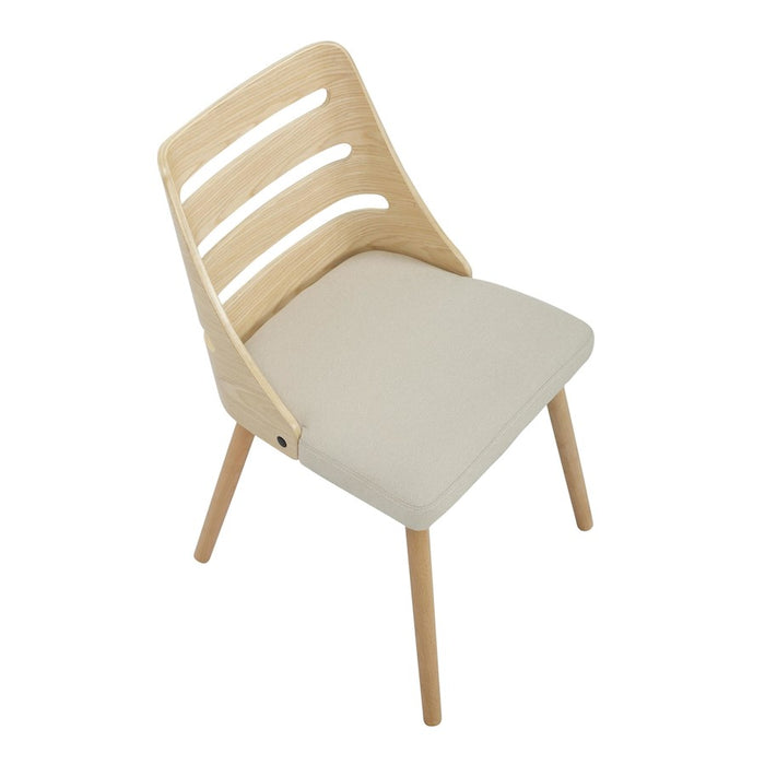 LumiSource Trevi Chair in Natural Wood/Cream Fabric