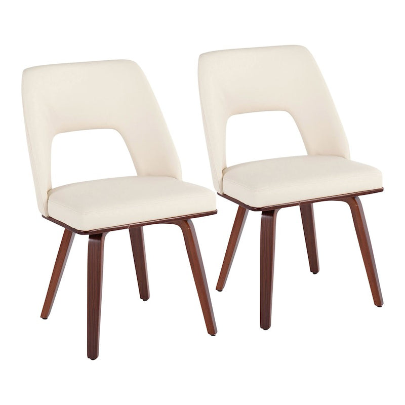 LumiSource Triad Chair, Set of 2, Walnut Bamboo/Cream - CH-TRIADUPWLCR2
