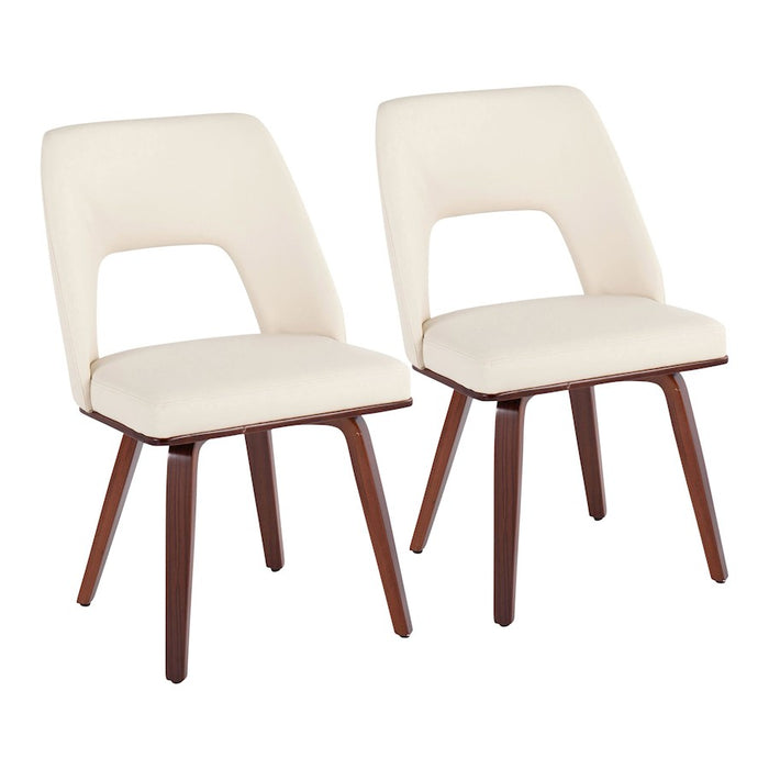 LumiSource Triad Chair, Set of 2, Walnut Bamboo/Cream - CH-TRIADUPWLCR2