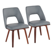 LumiSource Triad Chair, Set of 2, Walnut Bamboo/Grey - CH-TRIADUPWLGY2