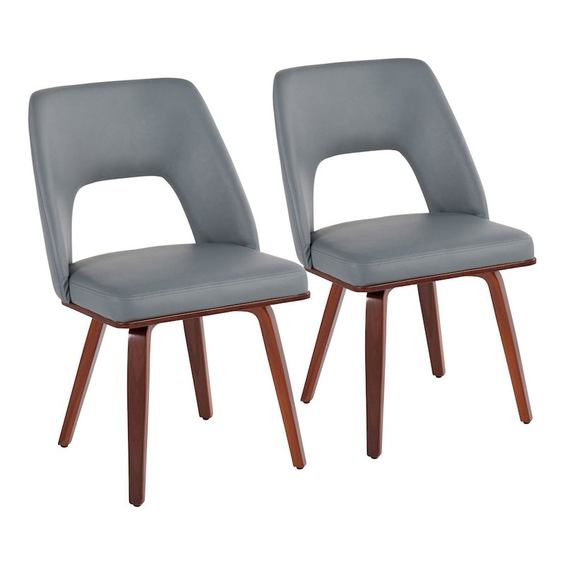 LumiSource Triad Chair, Set of 2, Walnut Bamboo/Grey - CH-TRIADUPWLGY2