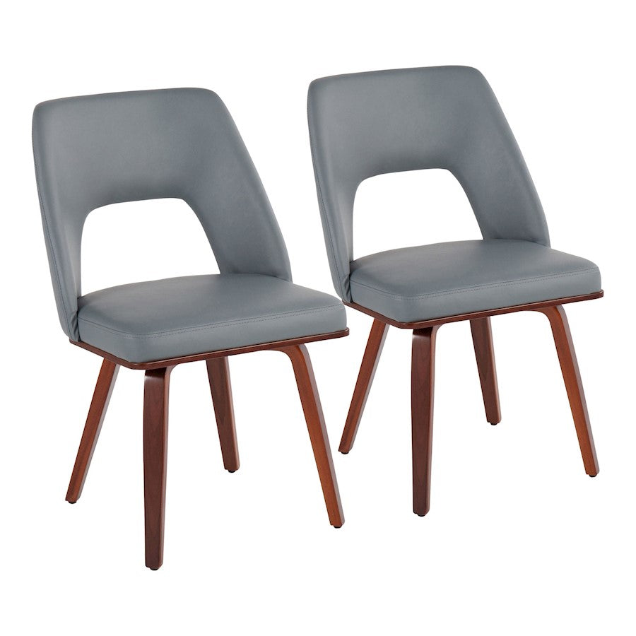 LumiSource Triad Chair, Set of 2, Walnut Bamboo/Grey - CH-TRIADUPWLGY2