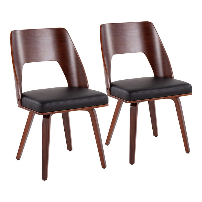 LumiSource Triad Chair, Set of 2 in Walnut Bamboo/Black PU - CH-TRIADWLBK2