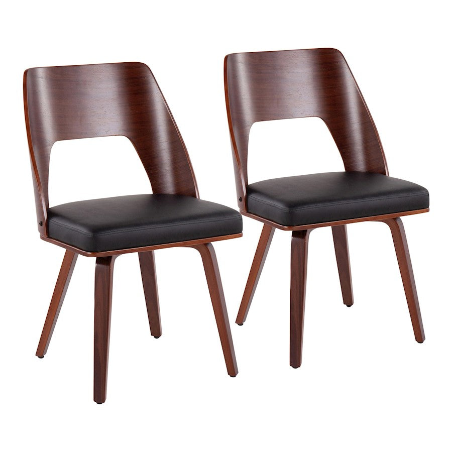 LumiSource Triad Chair, Set of 2 in Walnut Bamboo/Black PU - CH-TRIADWLBK2