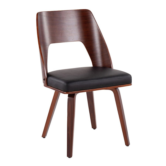 LumiSource Triad Chair, Set of 2 in Walnut Bamboo/Black PU