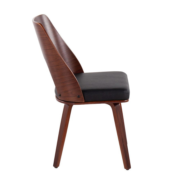 LumiSource Triad Chair, Set of 2 in Walnut Bamboo/Black PU