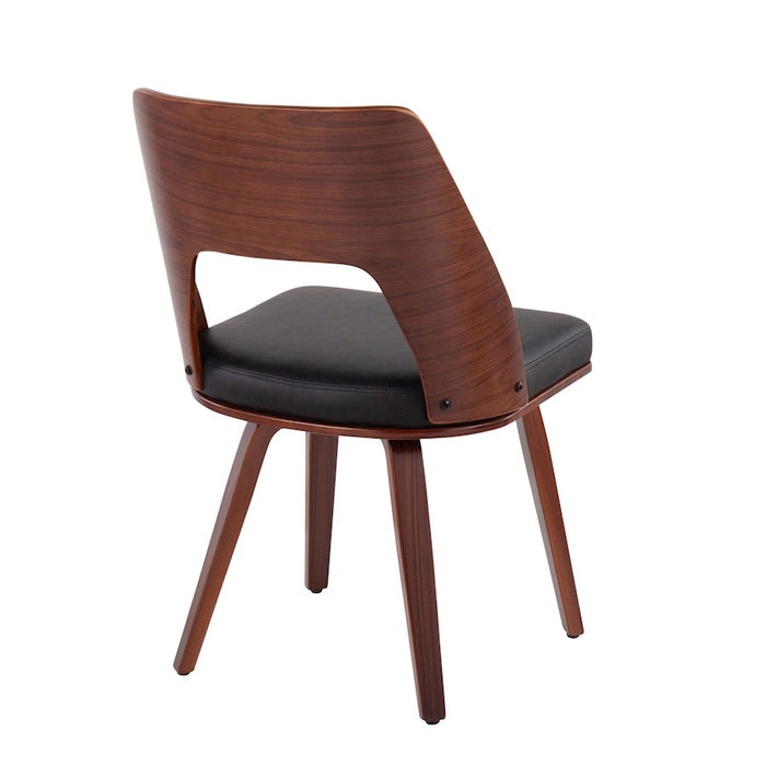 LumiSource Triad Chair, Set of 2 in Walnut Bamboo/Black PU