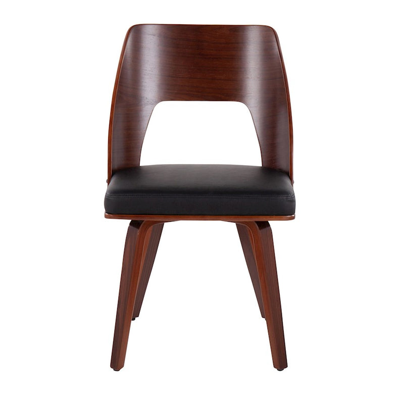 LumiSource Triad Chair, Set of 2 in Walnut Bamboo/Black PU