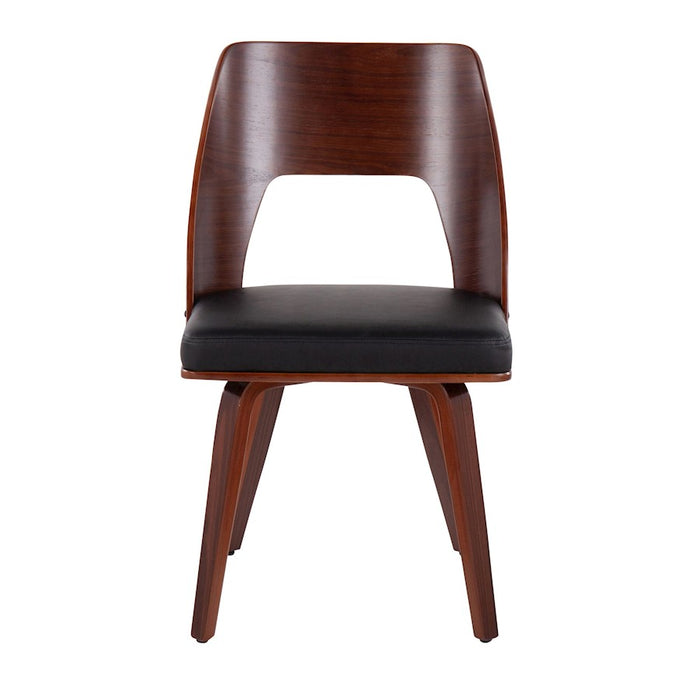 LumiSource Triad Chair, Set of 2 in Walnut Bamboo/Black PU