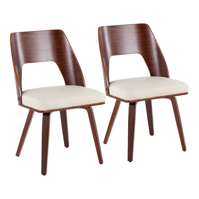 LumiSource Triad Chair, Set of 2 in Walnut Bamboo/Cream PU - CH-TRIADWLCR2
