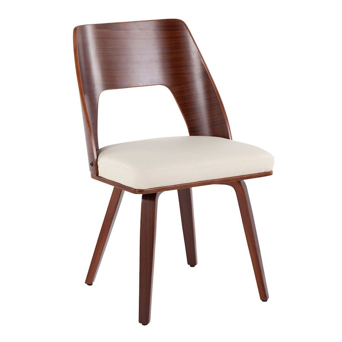 LumiSource Triad Chair, Set of 2 in Walnut Bamboo/Cream PU