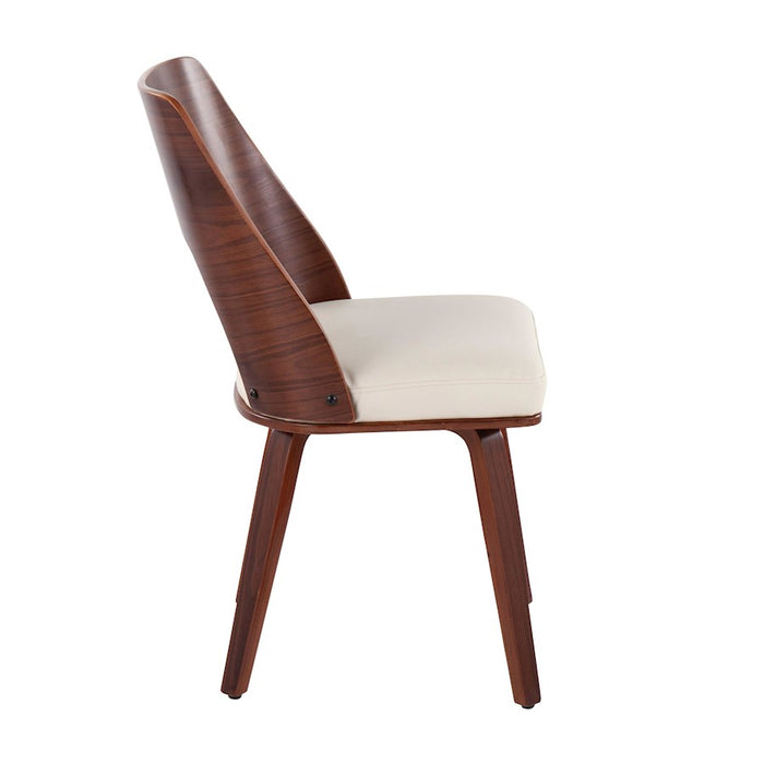 LumiSource Triad Chair, Set of 2 in Walnut Bamboo/Cream PU