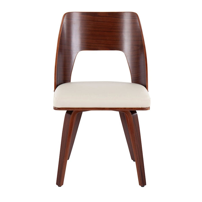 LumiSource Triad Chair, Set of 2 in Walnut Bamboo/Cream PU