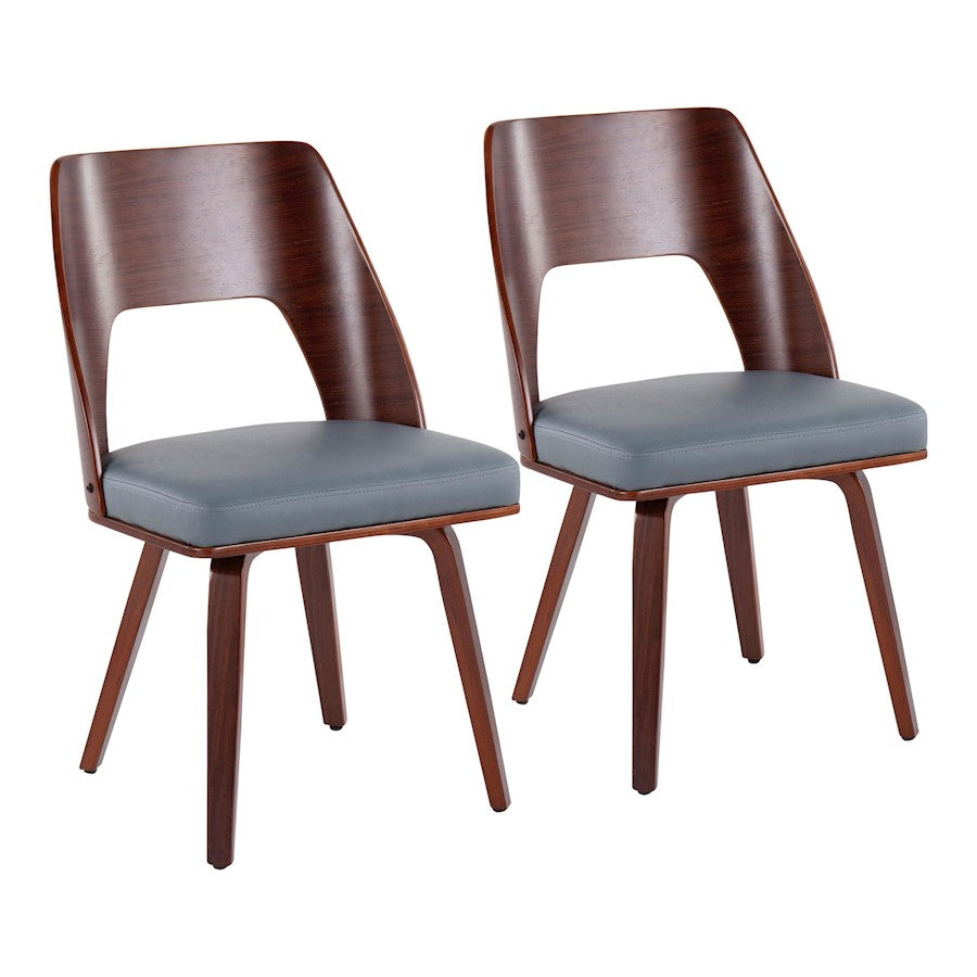 LumiSource Triad Chair, Set of 2 in Walnut Bamboo/Grey PU - CH-TRIADWLGY2