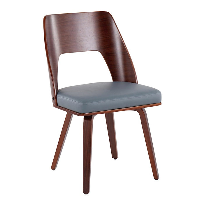 LumiSource Triad Chair, Set of 2 in Walnut Bamboo/Grey PU