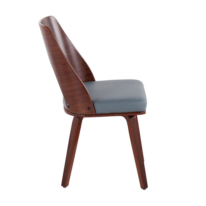 LumiSource Triad Chair, Set of 2 in Walnut Bamboo/Grey PU