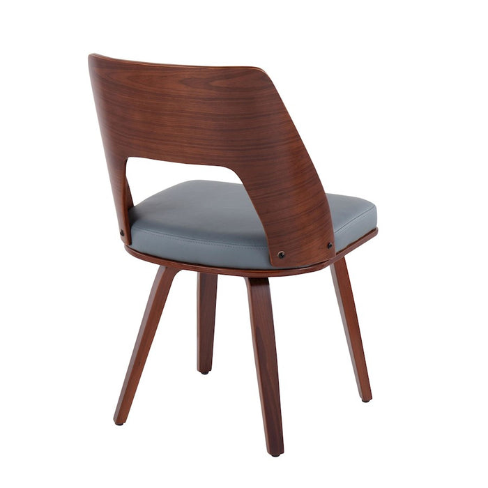 LumiSource Triad Chair, Set of 2 in Walnut Bamboo/Grey PU