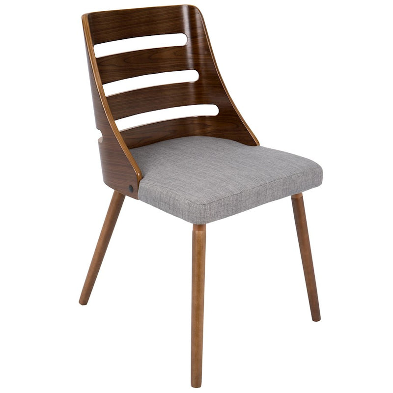 LumiSource Trevi Accent Chair | Walnut Wood and Grey Fabric | Kitchen & Dining Room Seating | 20 x 18 x 31 in | Model CH-TRVWL-GY