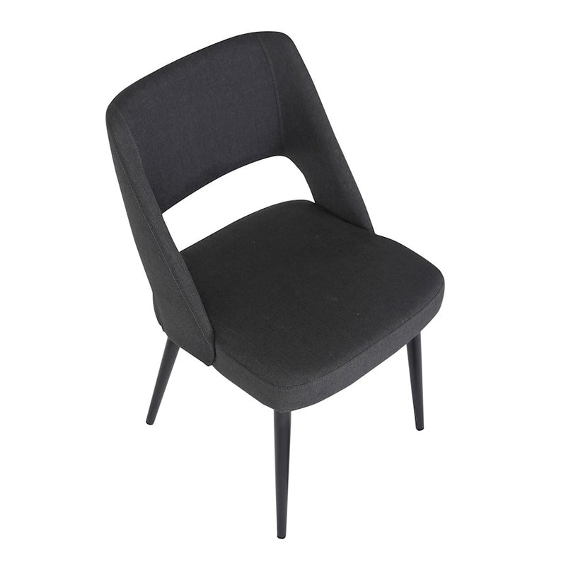 LumiSource Valencia Chair in Black Steel/Charcoal Fabric