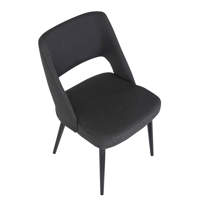 LumiSource Valencia Chair in Black Steel/Charcoal Fabric