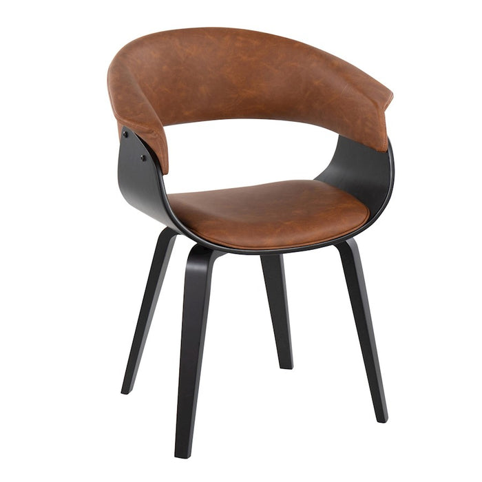 LumiSource Vintage Mod Chair in Black Wood/Camel PU - CH-VMOBKCAM