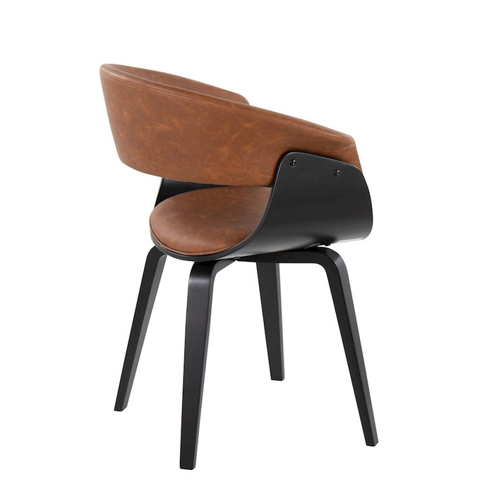 LumiSource Vintage Mod Chair in Black Wood/Camel PU