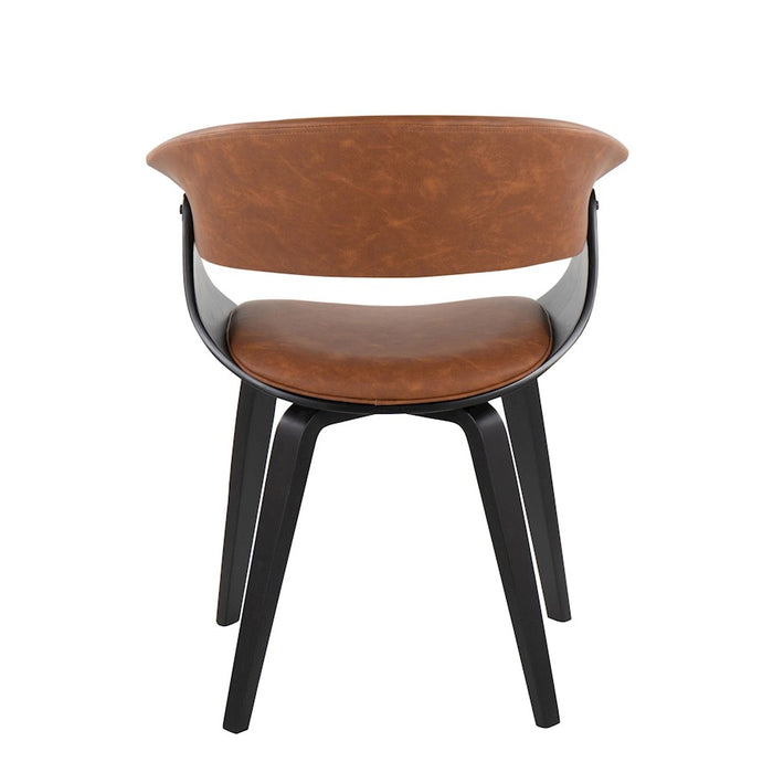 LumiSource Vintage Mod Chair in Black Wood/Camel PU