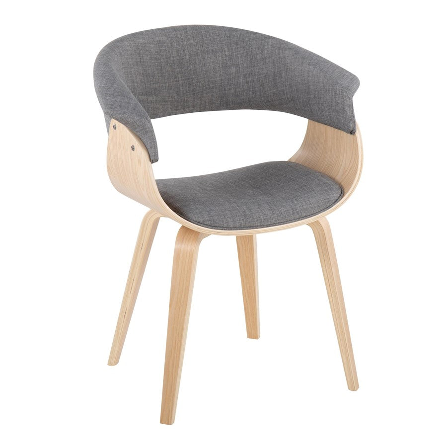 LumiSource Vintage Mod Chair in Natural Wood/Light Grey Fabric - CH-VMONALGY
