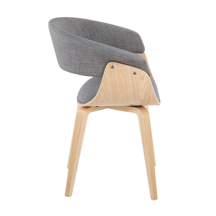 LumiSource Vintage Mod Chair in Natural Wood/Light Grey Fabric