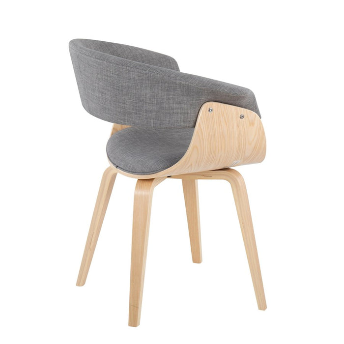 LumiSource Vintage Mod Chair in Natural Wood/Light Grey Fabric