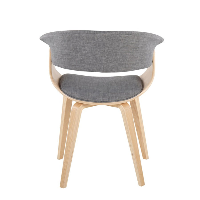 LumiSource Vintage Mod Chair in Natural Wood/Light Grey Fabric