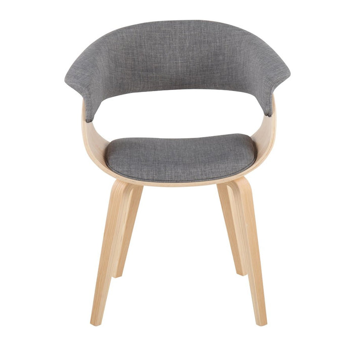 LumiSource Vintage Mod Chair in Natural Wood/Light Grey Fabric