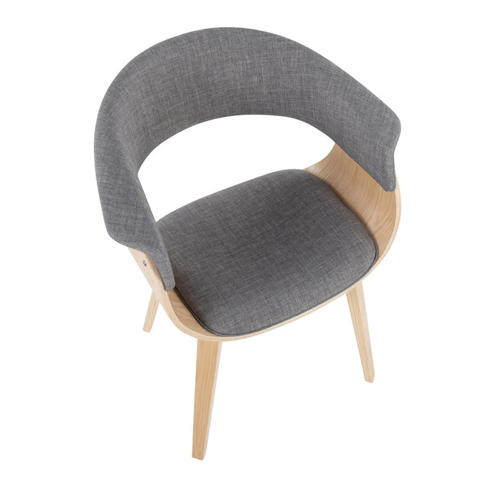 LumiSource Vintage Mod Chair in Natural Wood/Light Grey Fabric