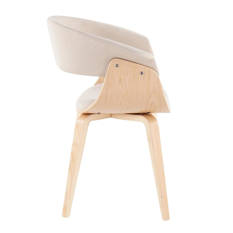 LumiSource Vintage Mod Chair in Natural Wood/Cream Fabric