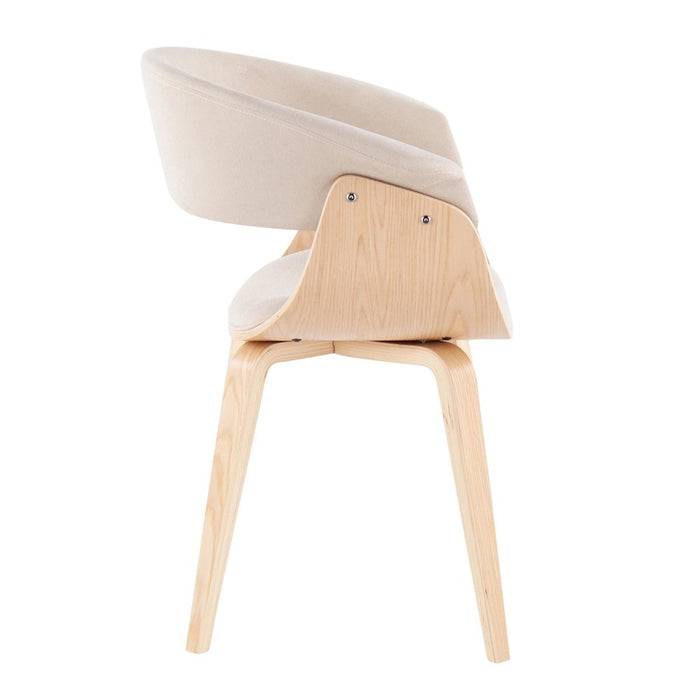 LumiSource Vintage Mod Chair in Natural Wood/Cream Fabric