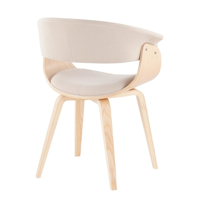 LumiSource Vintage Mod Chair in Natural Wood/Cream Fabric