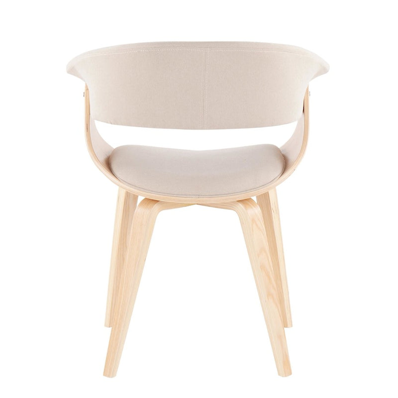 LumiSource Vintage Mod Chair in Natural Wood/Cream Fabric