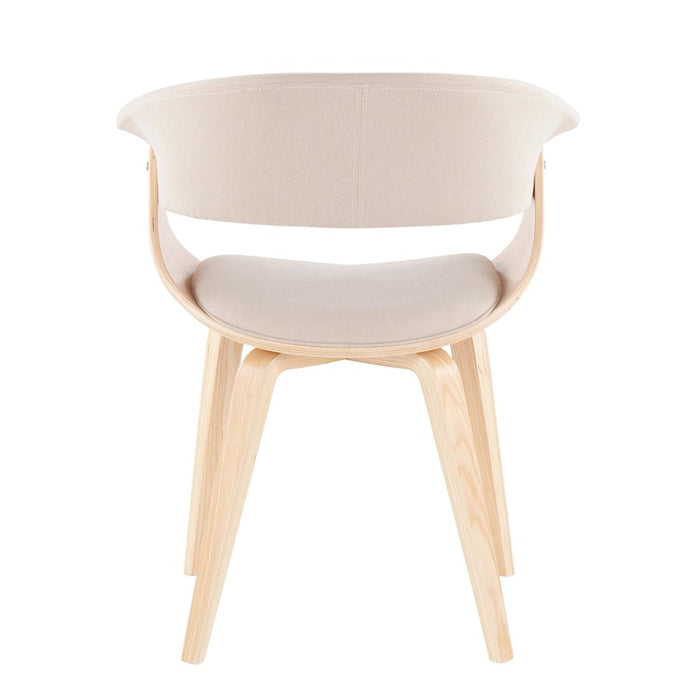 LumiSource Vintage Mod Chair in Natural Wood/Cream Fabric