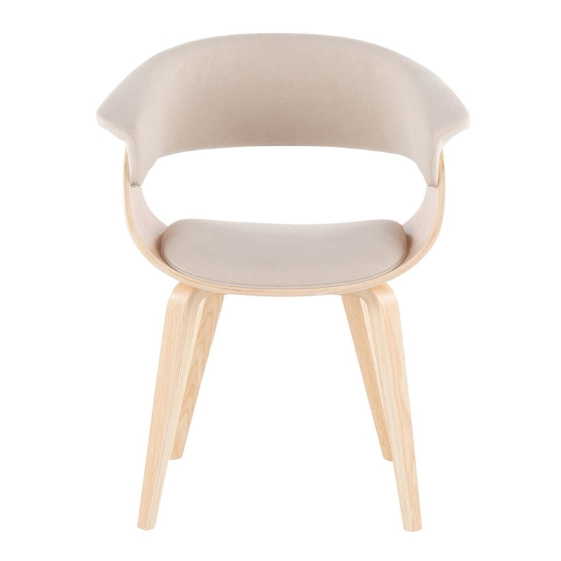 LumiSource Vintage Mod Chair in Natural Wood/Cream Fabric