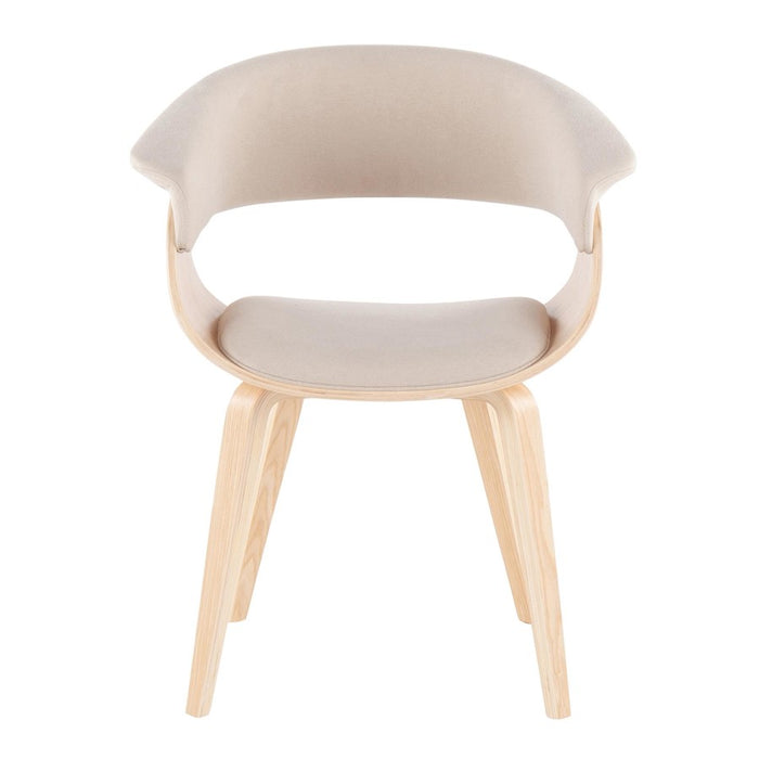 LumiSource Vintage Mod Chair in Natural Wood/Cream Fabric